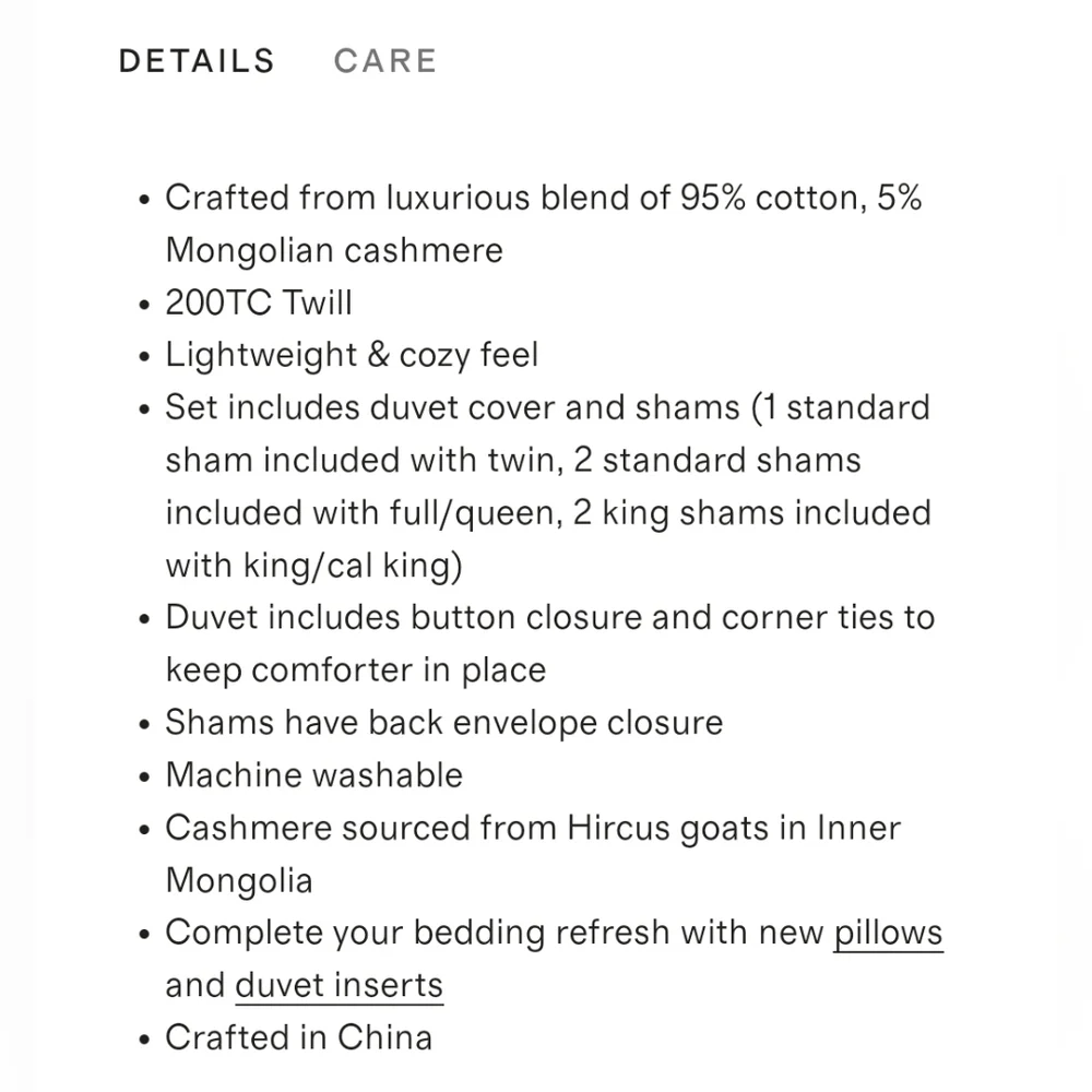Quince Cotton & Cashmere Duvet Cover Natural Set! Full/ Queen (832)